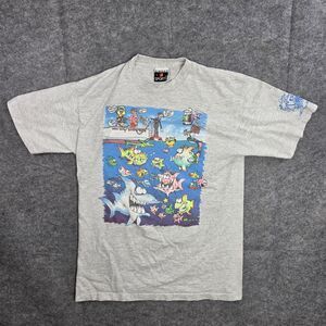 Vintage Steve Gill Shirt Mens Large Cartoon Shark Dive Hell Cayman Islands 90s‎
